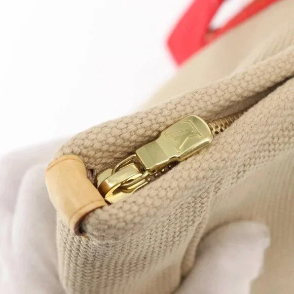 LOUIS VUITTON Antigua Hippo GM Tote Bag Beige Red M40032 LV Auth BA7007 - Picture 11 of 16